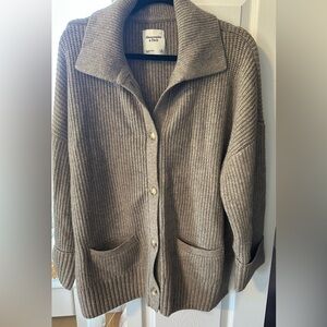 Cozy Ribbed Knit Button Up Cardigan Sweater - Oatmeal XL